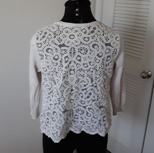AEO Cream Lace Back Drape Cardigan S